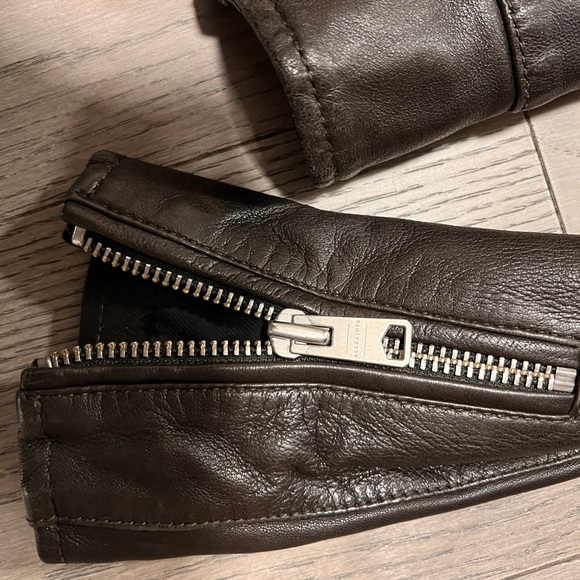 AllSaints Leather Biker Jacket sz UK 6 - Picture 4 of 5